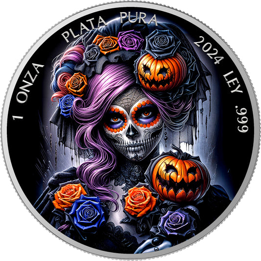 Mexico Libertad 2024 - Dia de los Muertos - Black Halloween - 1 oz Silbermünze***