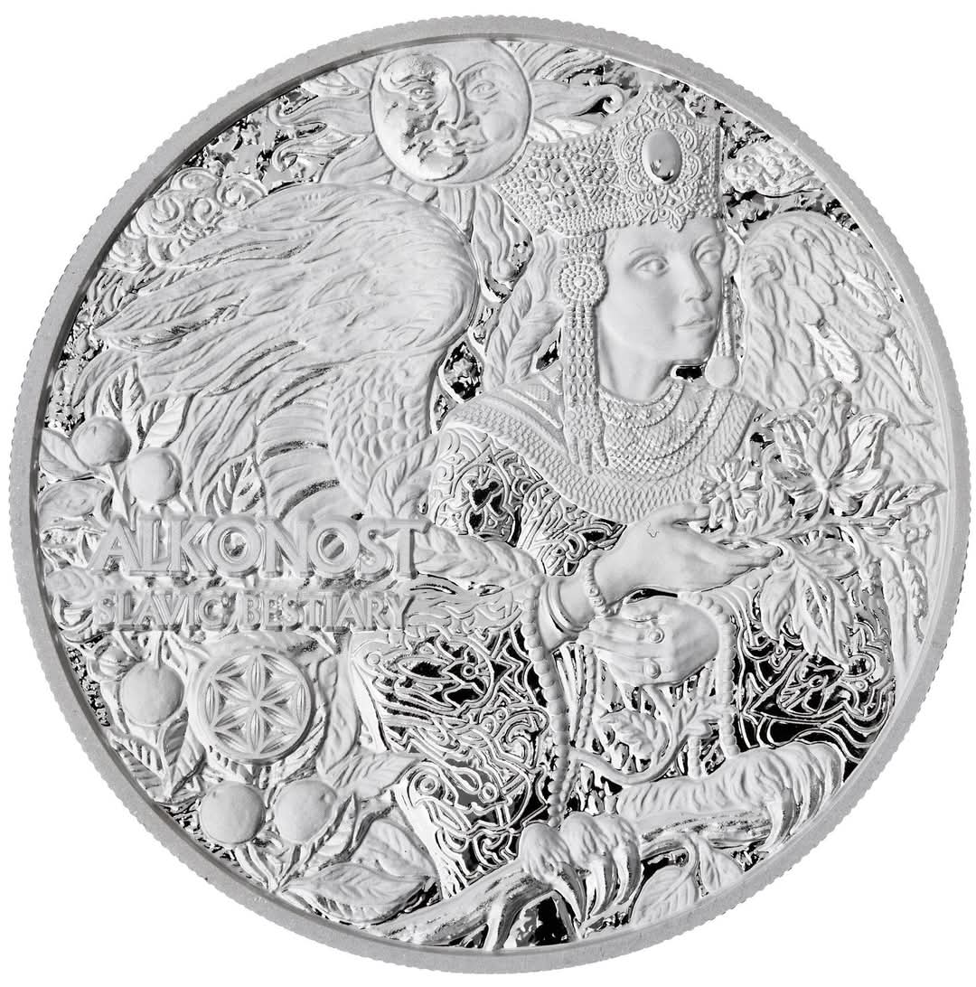 Slavik Bestiary - Alkonost #3. - 2 oz Silbermünze 2025 BU