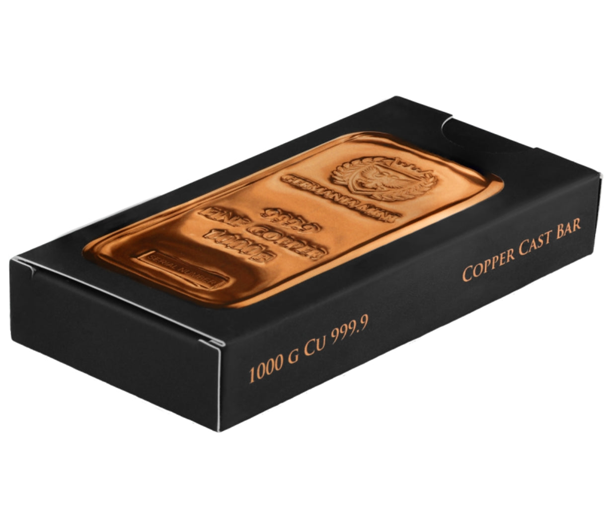 Kupferbarren Germania Mint - 1 kg Kilo - gegossen rechteckig