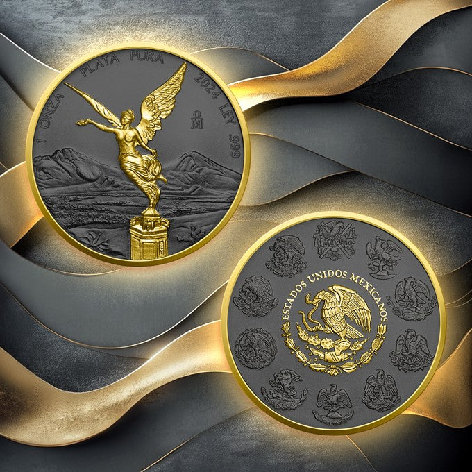 Mexico Libertad 2024 - Golden Ring - 1 oz Silbermünze Ruthenium Gelbgold***