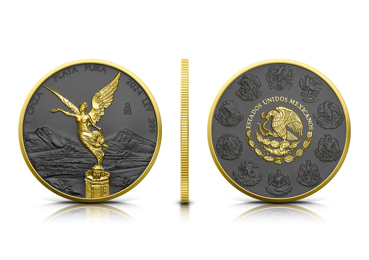 Mexico Libertad 2024 - Golden Ring - 1 oz Silbermünze Ruthenium Gelbgold***