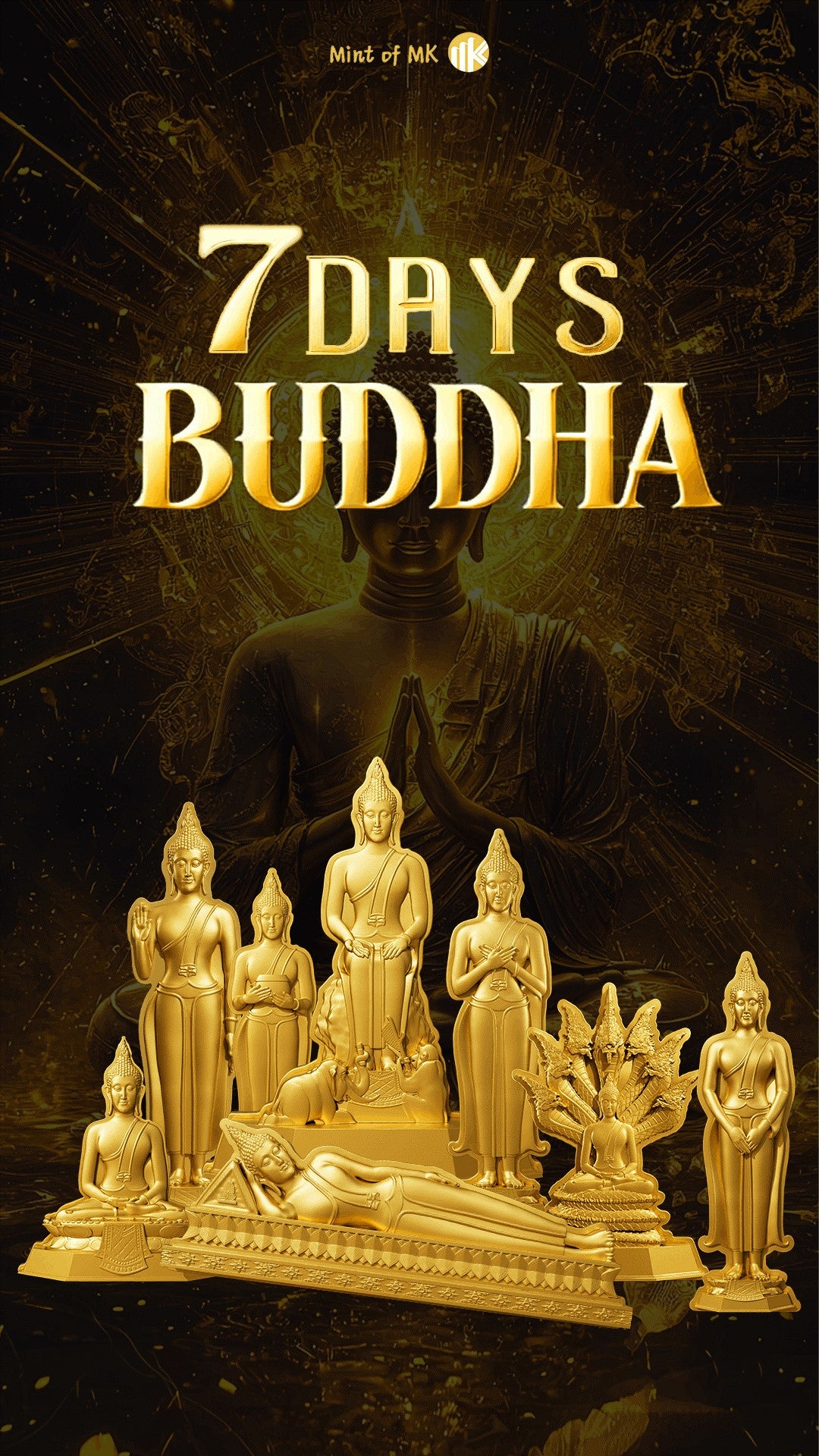7 Days Buddha - Sunday - 1 oz Silbermünze - Gilded Shaped High Relief***