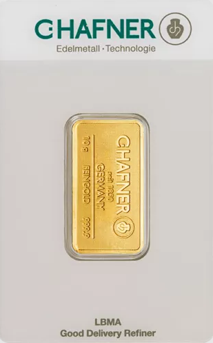 Goldbarren 10 Gramm C. Hafner Gold Feingold 999.9 im Blister mit Zertifikat**