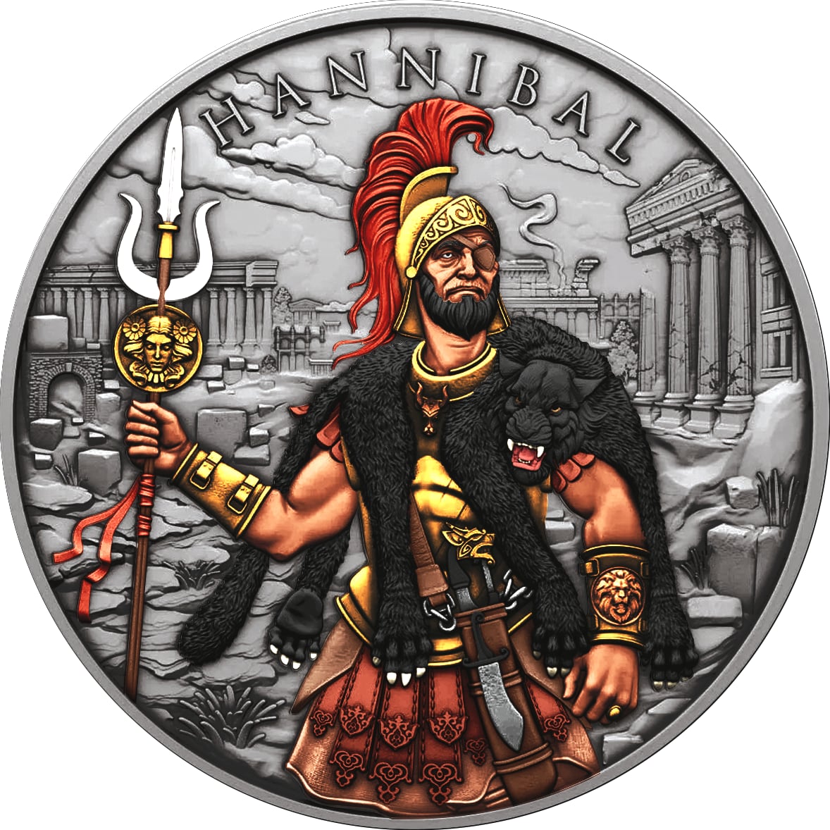 USA - Legendary Warriors - Hannibal (9) -1 oz Silber Antik Finish Color