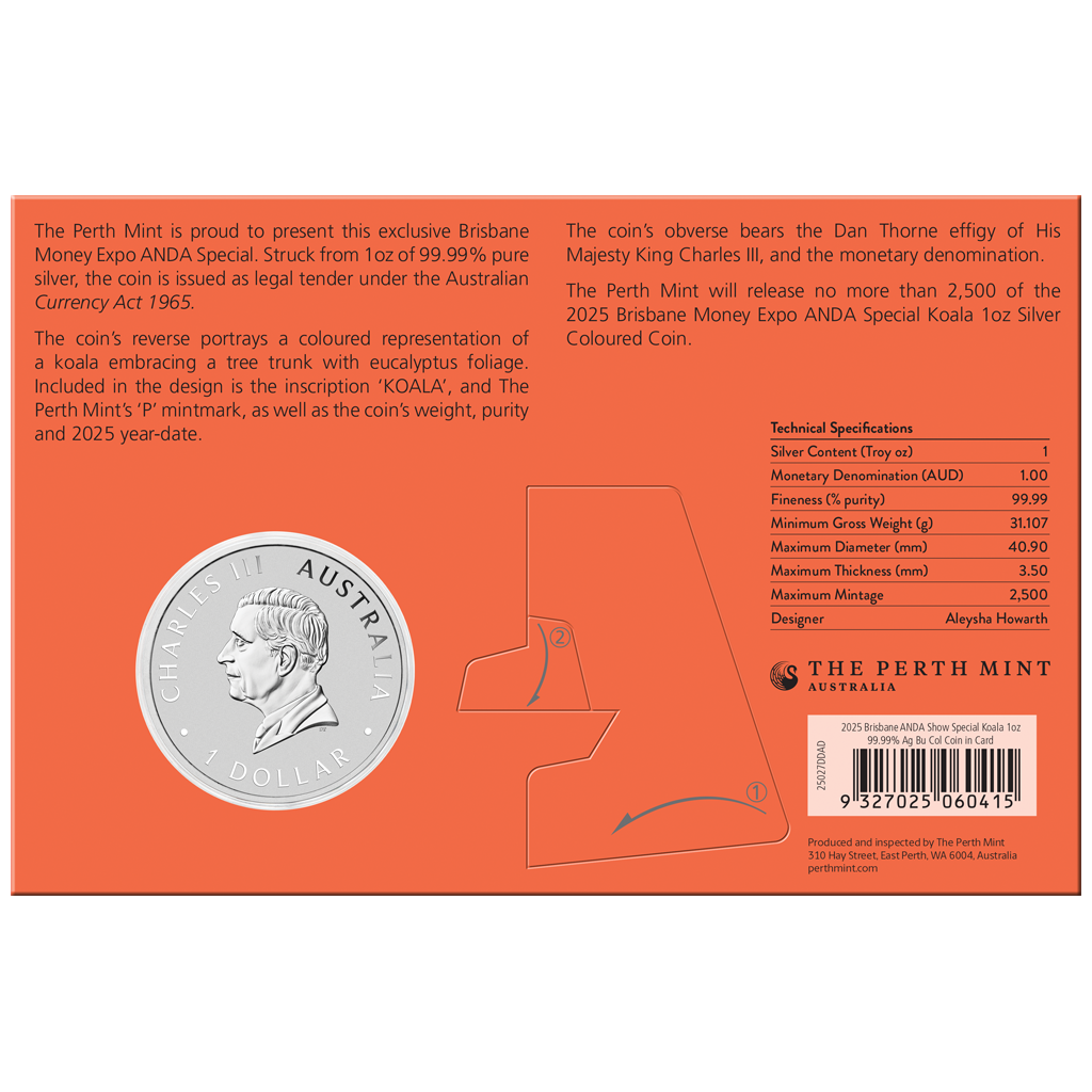 Australien Koala - 2025 - Brisbane ANDA Spezial - 1 oz Silbermünze - Color***