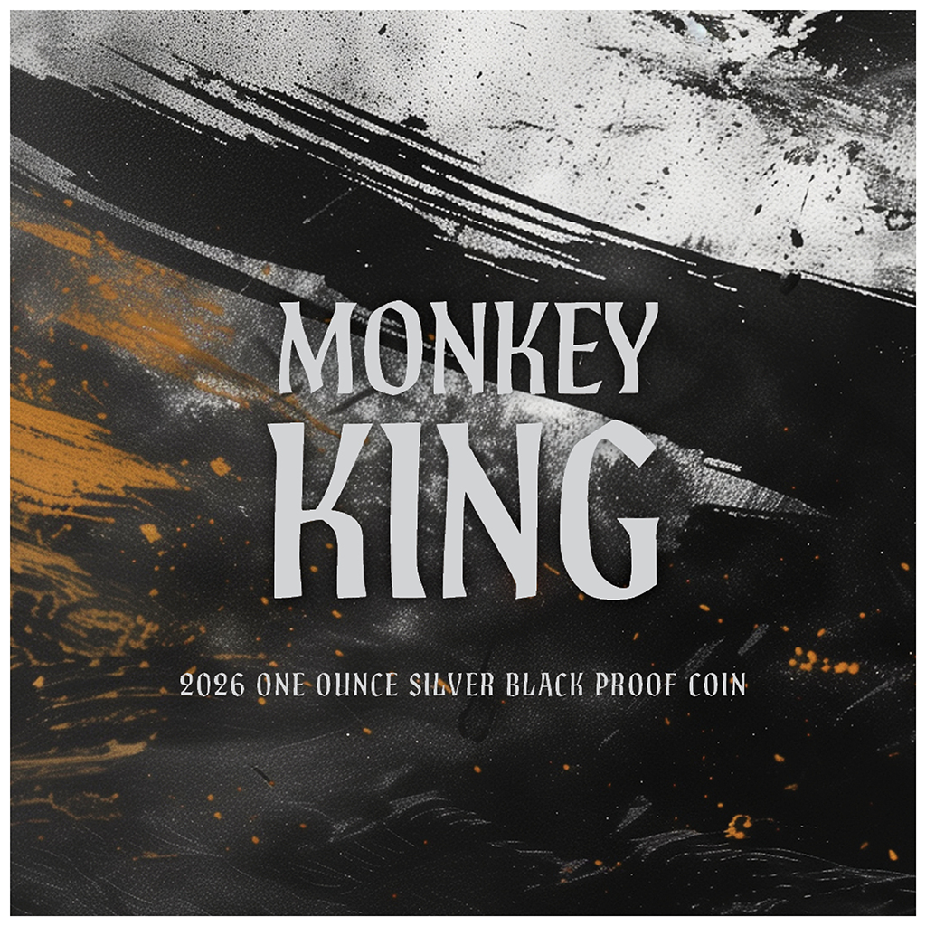 Niue - Monkey King - Affenkönig - 2026 - 1 oz Silbermünze - Black Proof - Teilvergoldet
