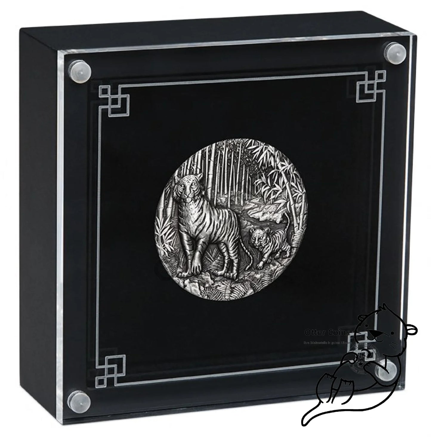 Lunar III Tiger 2 oz Silbermünze Antik Finish 2022