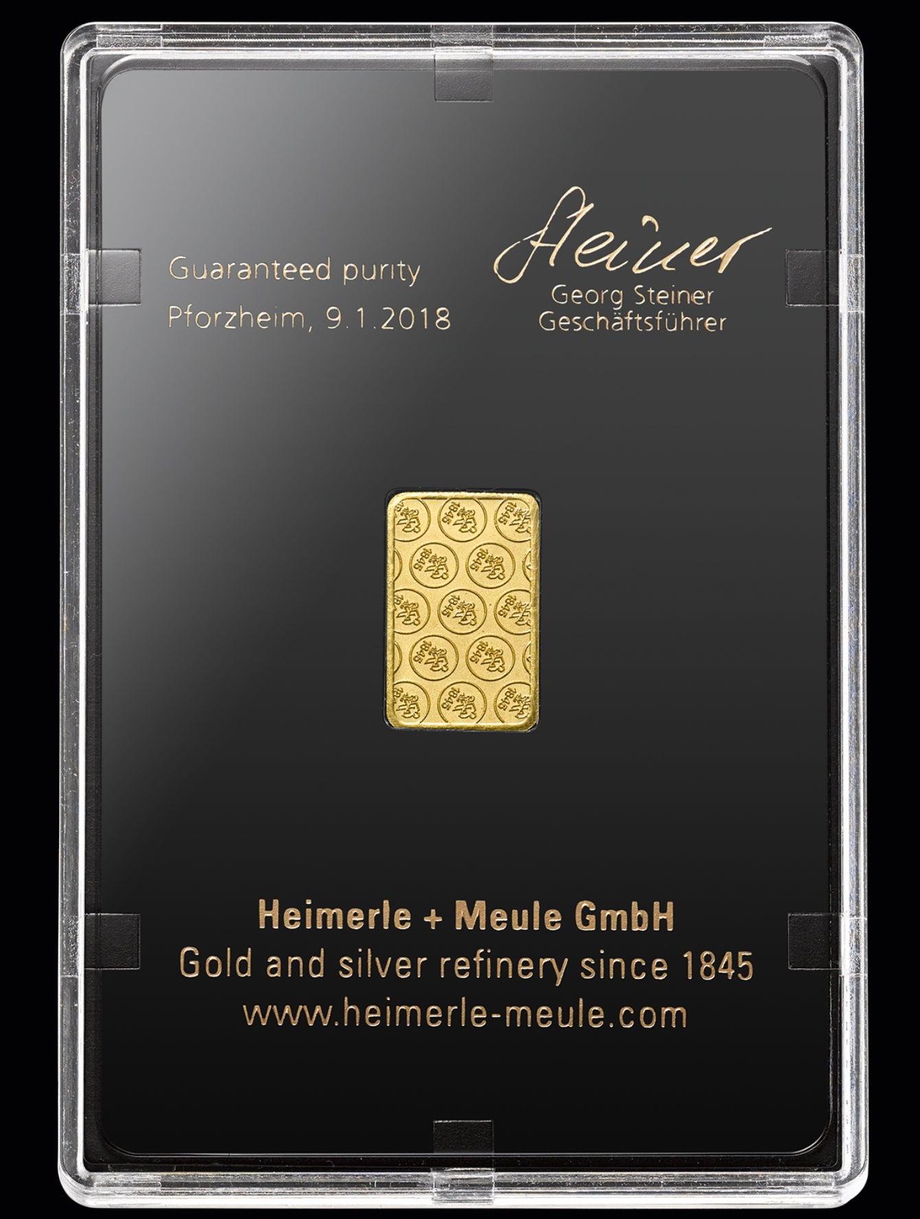 Goldbarren 2,5 Gramm Heimerle & Meule 999.9 Feingold Gold mit Box**