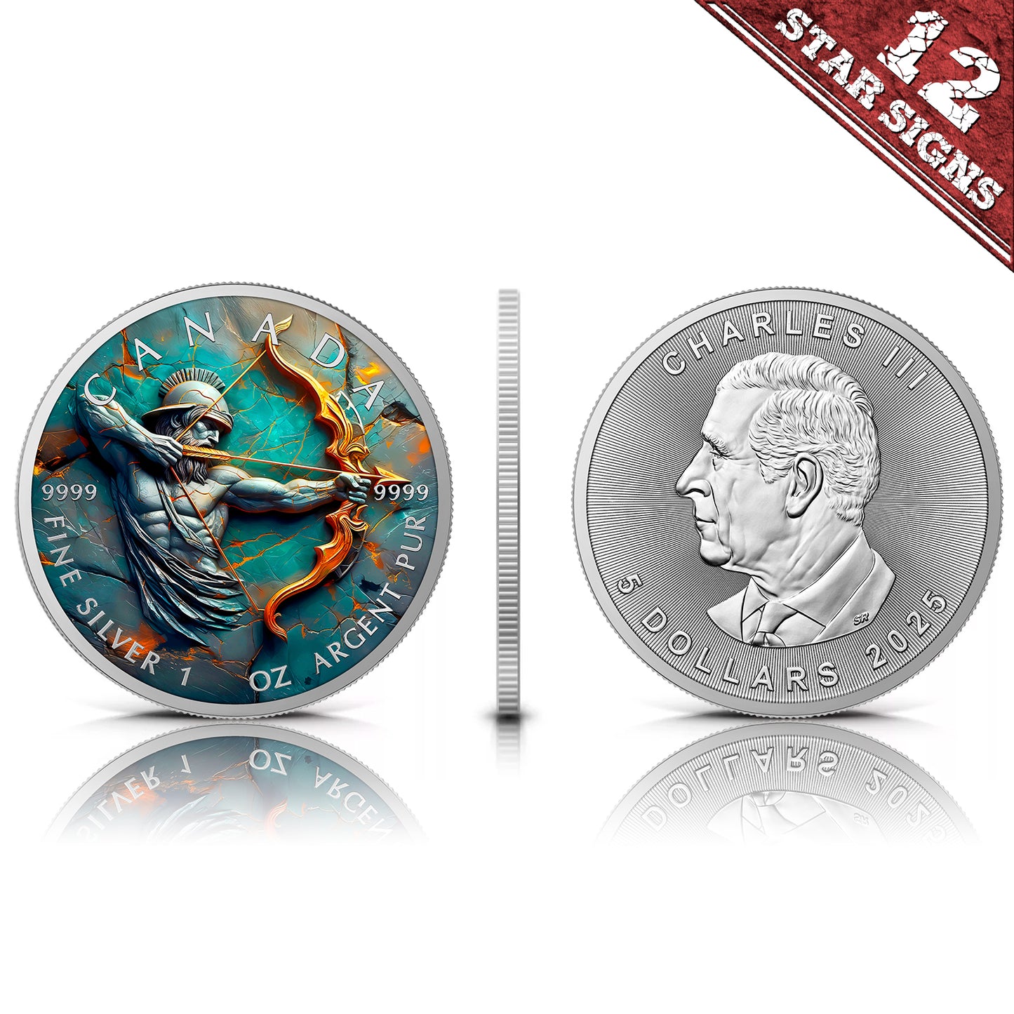 Canada 2025 - Sagitarius - Stone Zodiac - 1 oz Silbermünze Farbe***