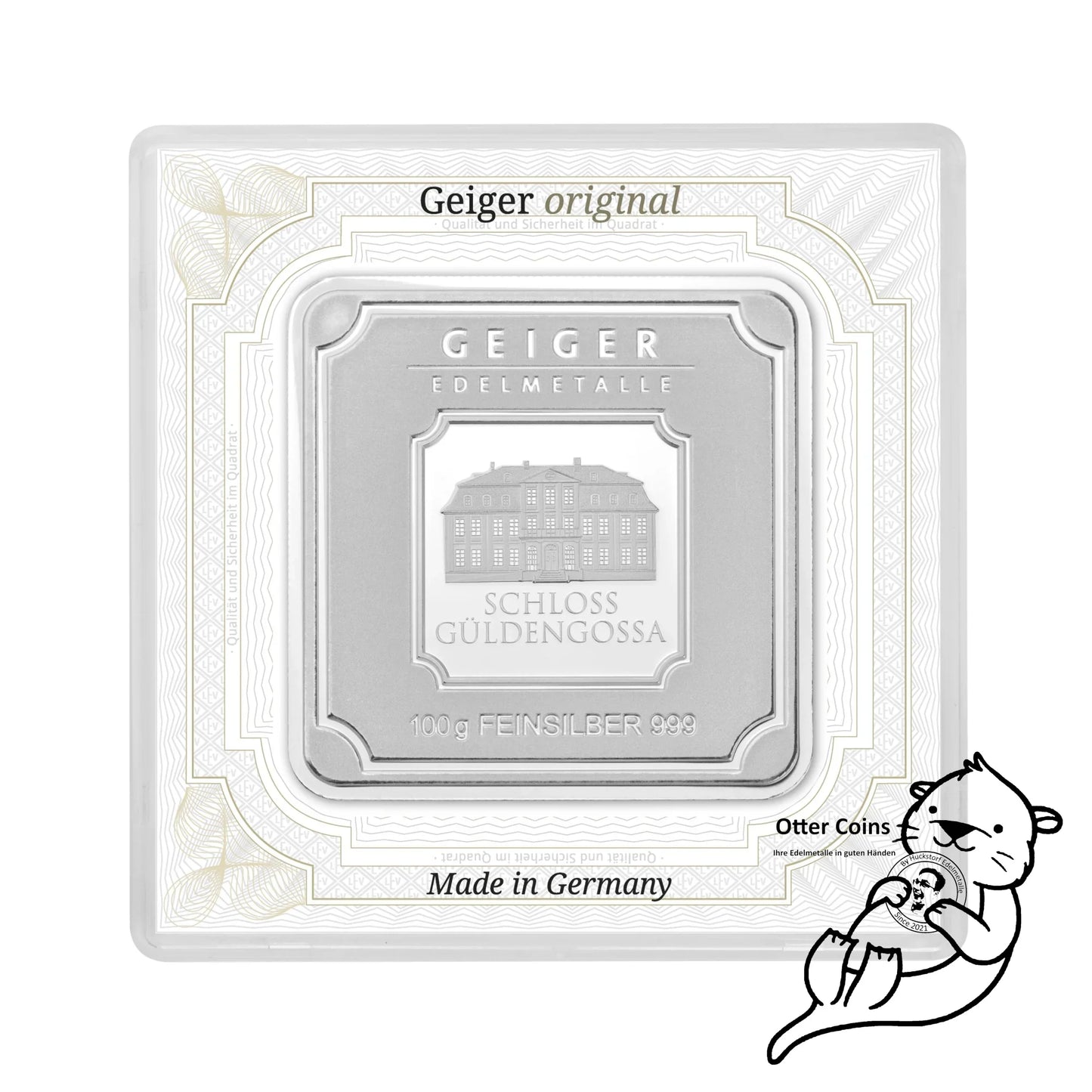 Silberbarren Geiger original - 100 g.999 quadratisch