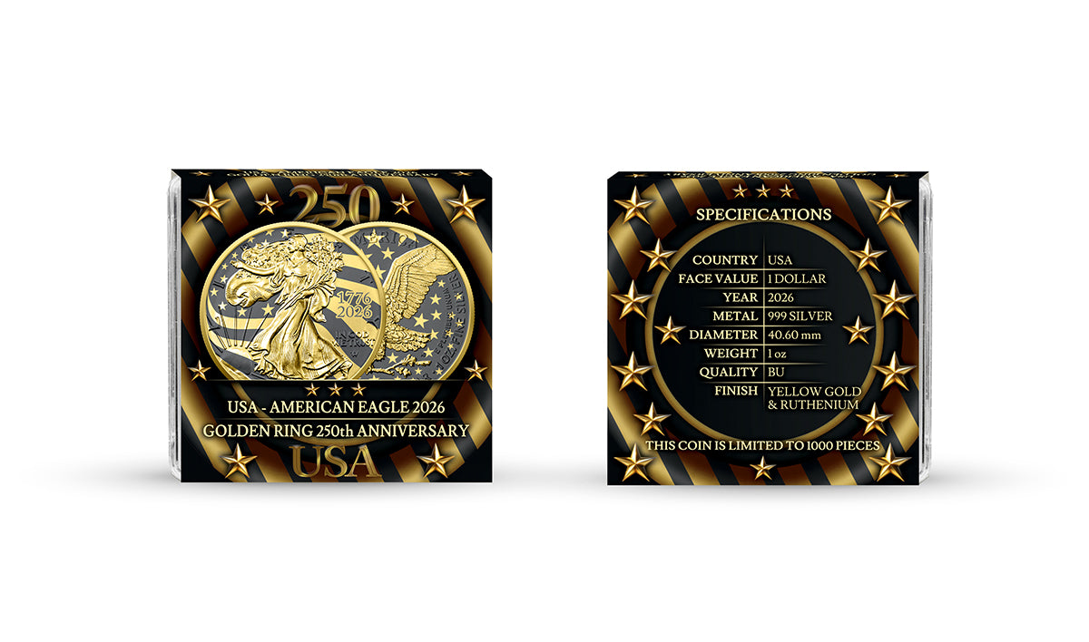 American Eagle 2026 - Golden Ring - 1 oz Silbermünze Ruthenium Gelbgold