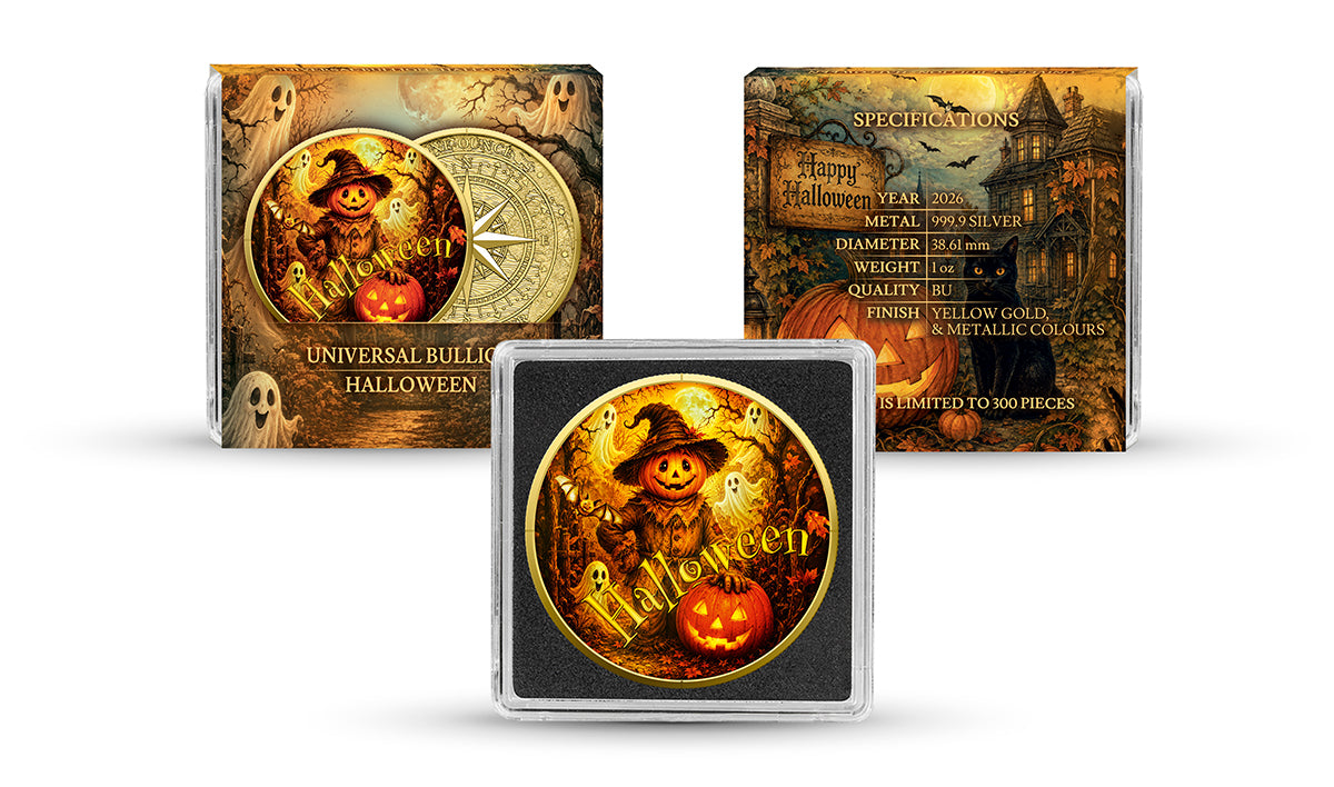 Halloween - 1 oz Silbermedaille Gilded - Farbe