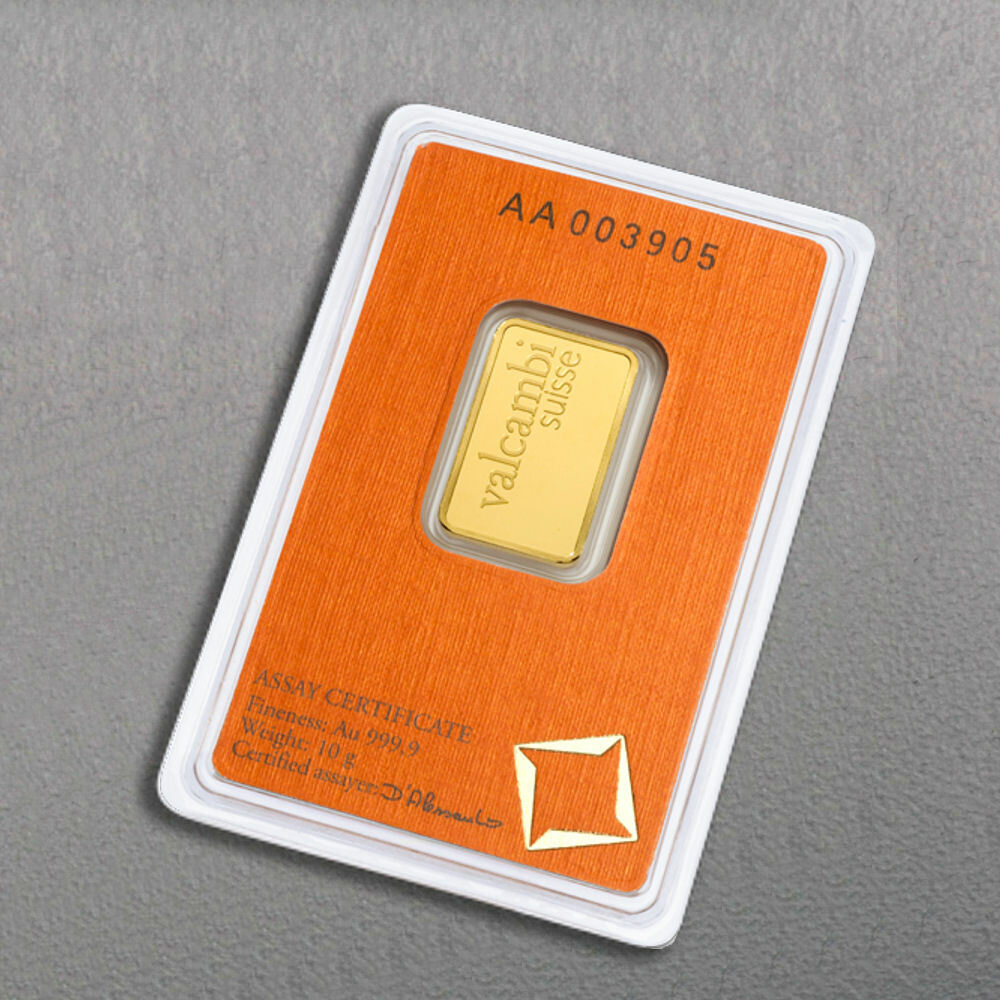Goldbarren 10 Gramm Valcambi Suisse Gold 999 im Blister**