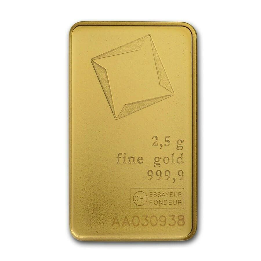 Goldbarren 2,5 Gramm Valcambi Suisse Gold 999 im Blister**