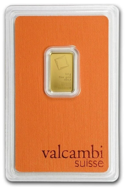 Goldbarren 2,5 Gramm Valcambi Suisse Gold 999 im Blister**
