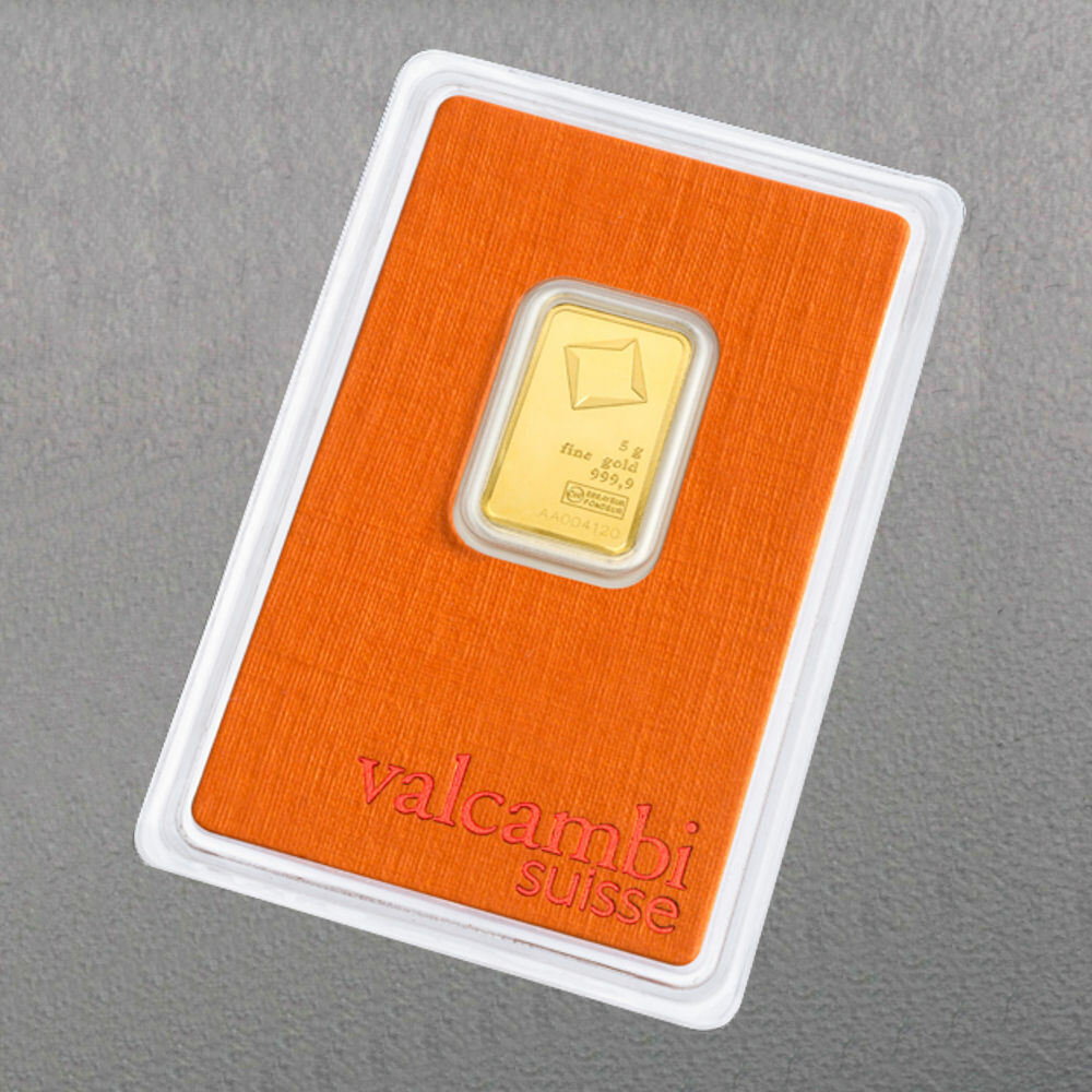 Goldbarren 5 Gramm Valcambi Suisse Gold 999 im Blister**