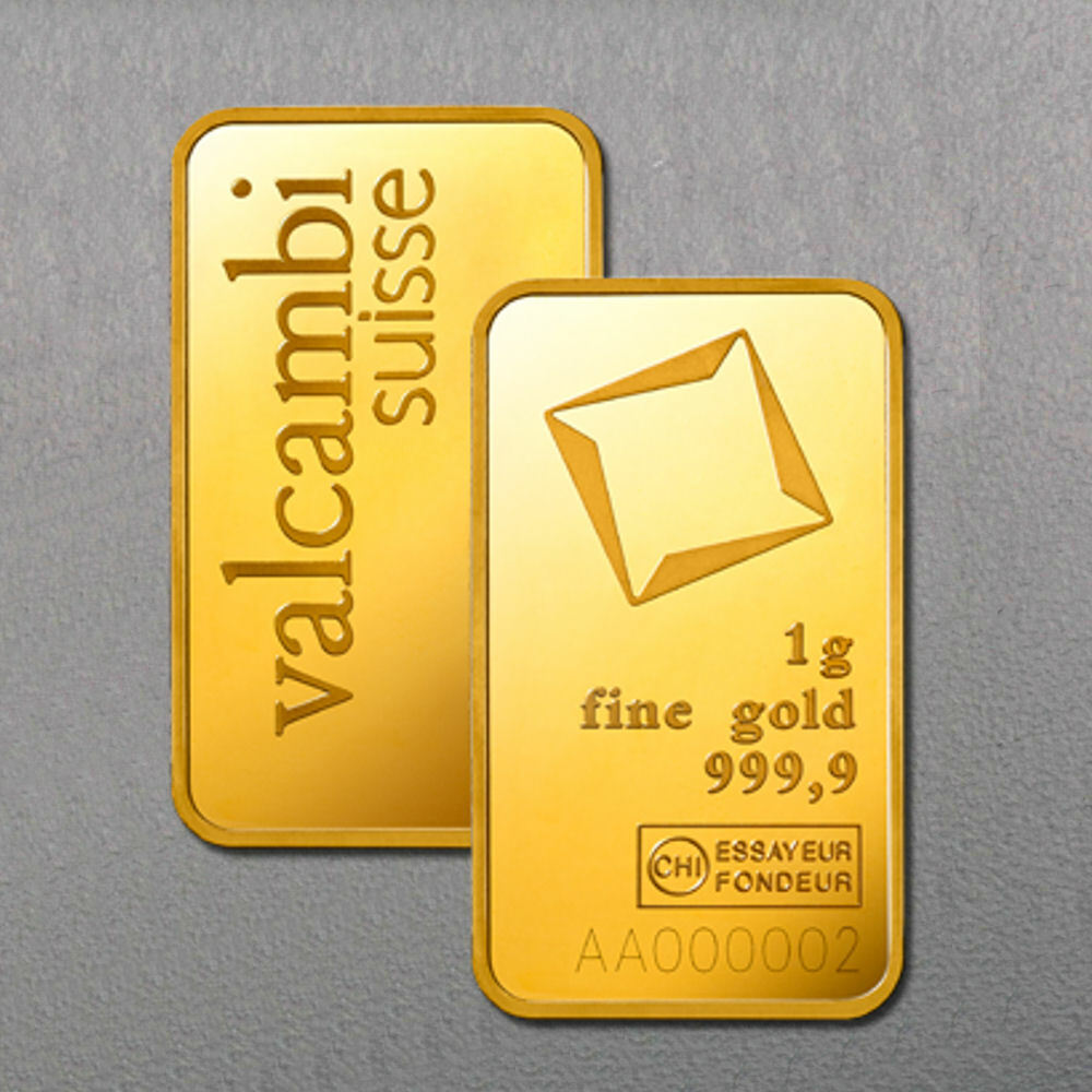 Goldbarren 1 Gramm Valcambi Suisse Gold 999 im Blister**