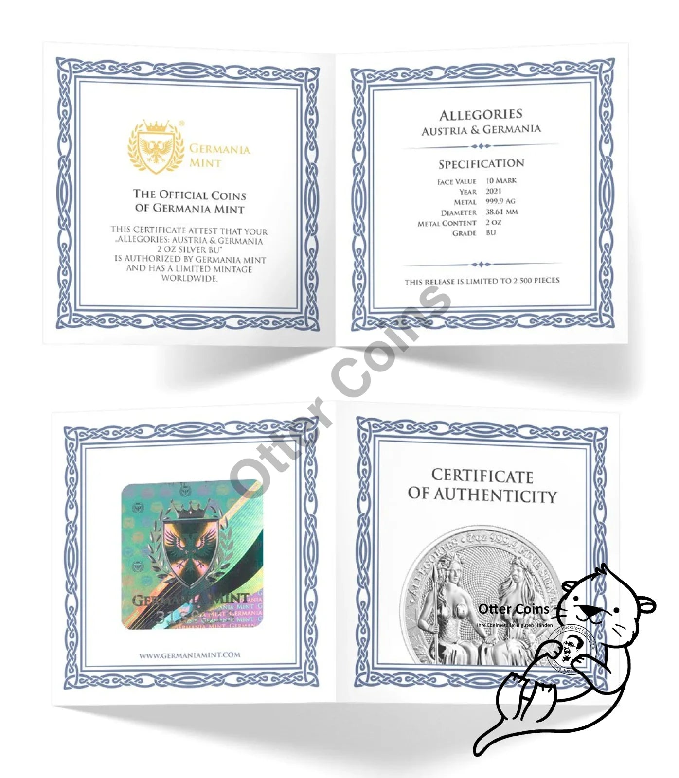 Germania Mint Allegories Austria & Germania 2 Oz