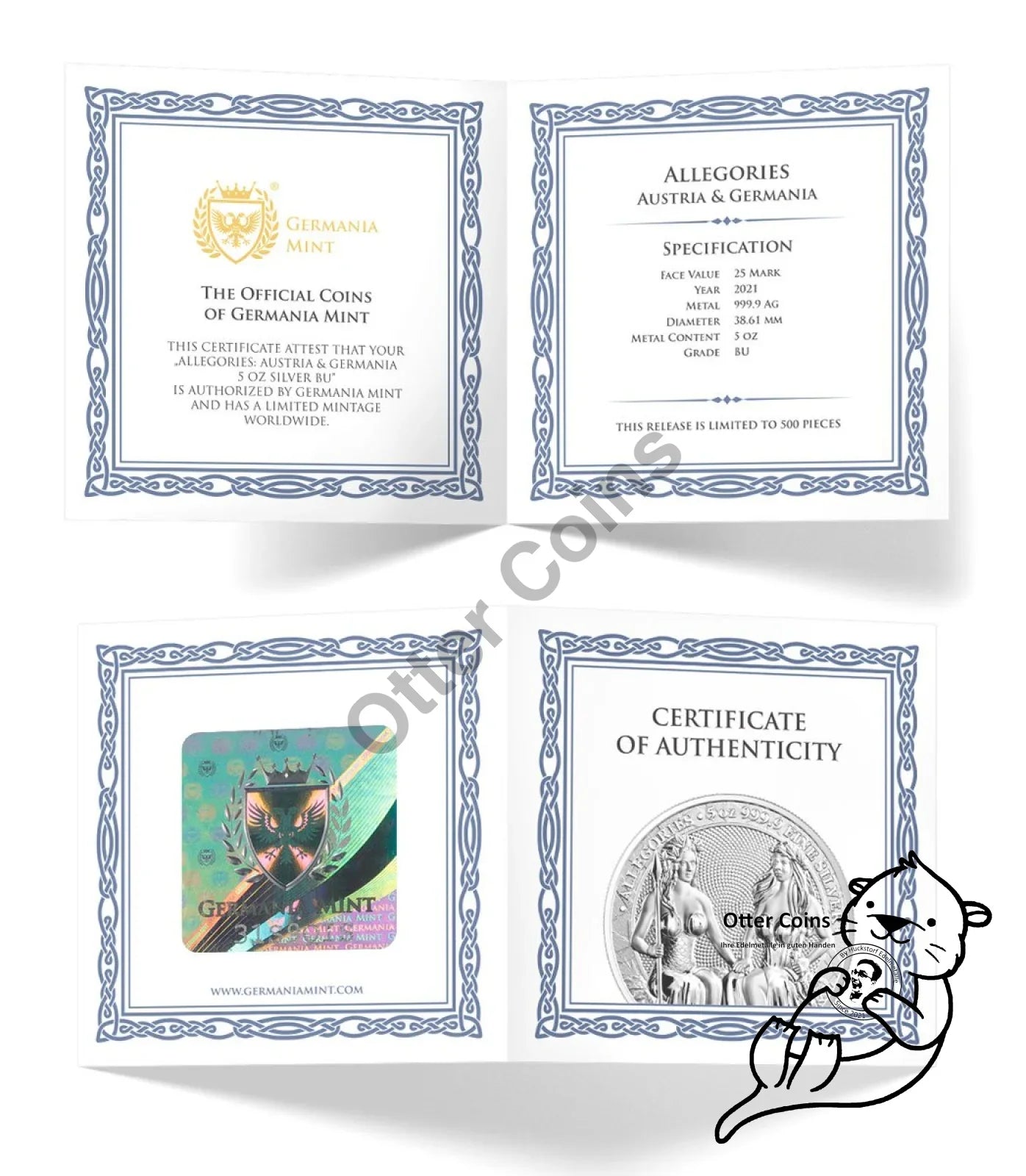 Germania Mint Allegories Austria & 5 Oz Silbermünze 2021