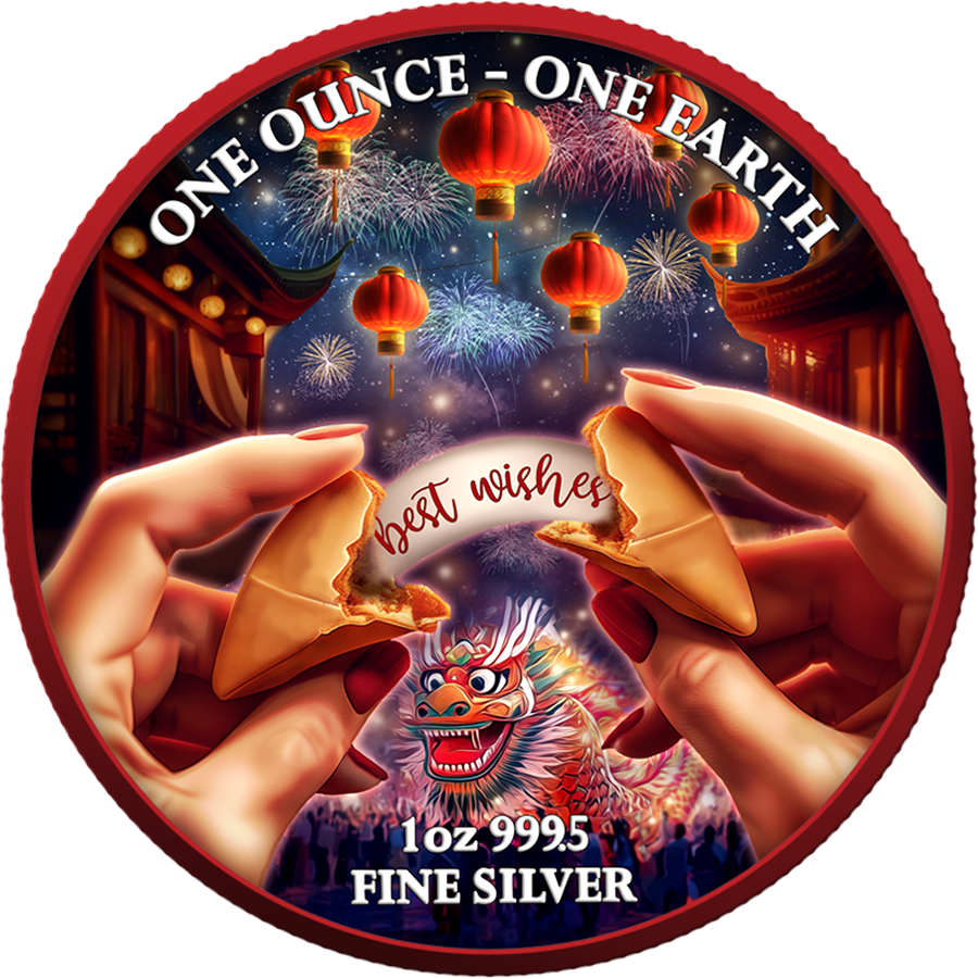 Fiji One Earth - Happy New Year - 1 oz Silbermünze 2022 Color