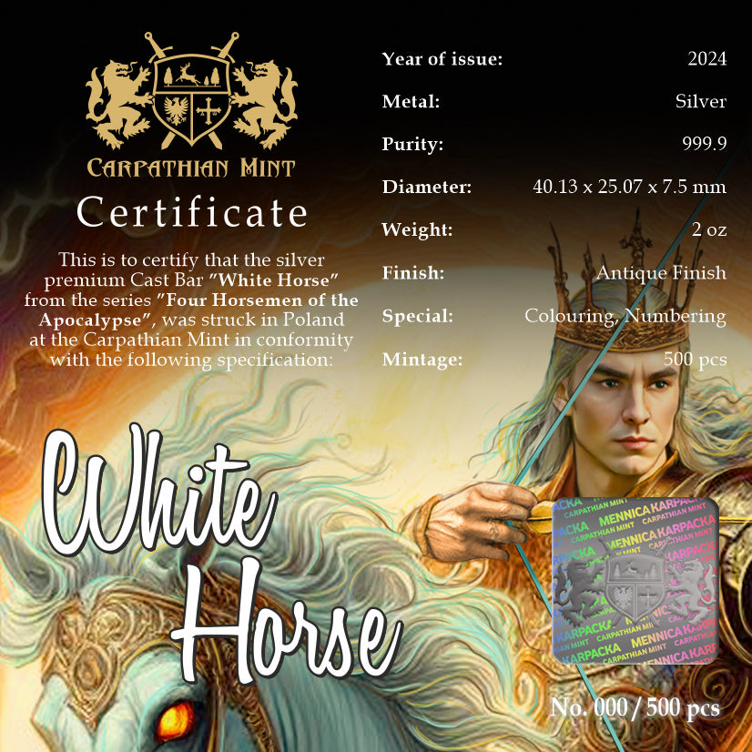 Carpathian Mint - Four Horsemen of the Apocalypse - White Horse #1. 2 oz Silberbarren