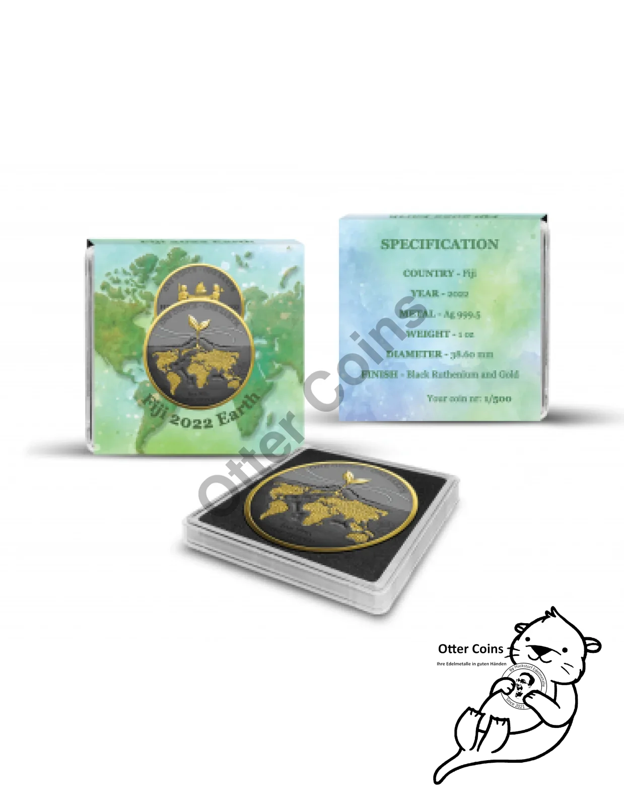 Fiji Earth 2022 1 oz Silbermünze Gilded