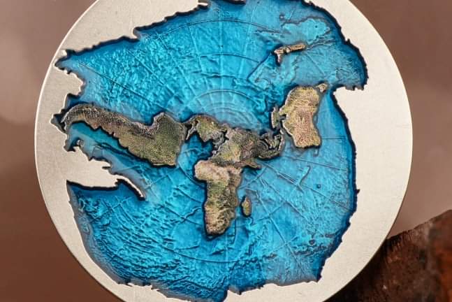 Gabon Flat Earth Theory 2025 HR Antik Color 2oz Silbermünze*