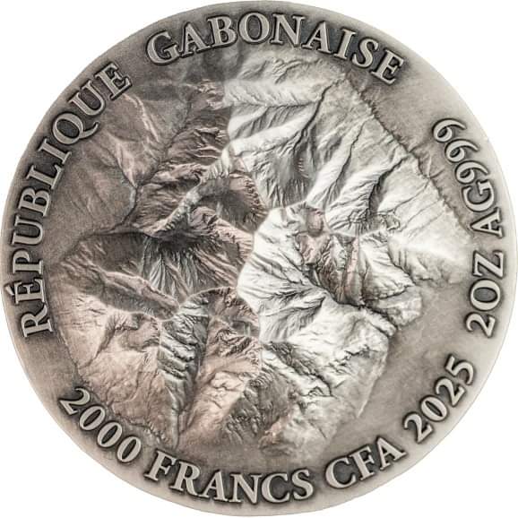 Gabon Flat Earth Theory 2025 HR Antik Color 2oz Silbermünze*