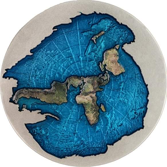 Gabon Flat Earth Theory 2025 HR Antik Color 2oz Silbermünze*