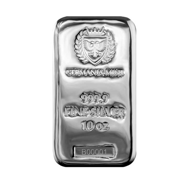 Silberbarren Gussbarren 10 oz Germania Mint 999.9 Silber