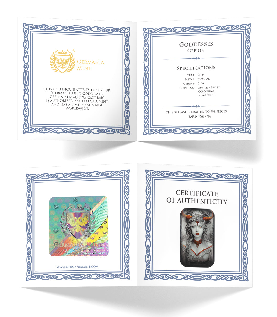 Germania Mint Goddesses Gefion #5. 2 oz Silberbarren