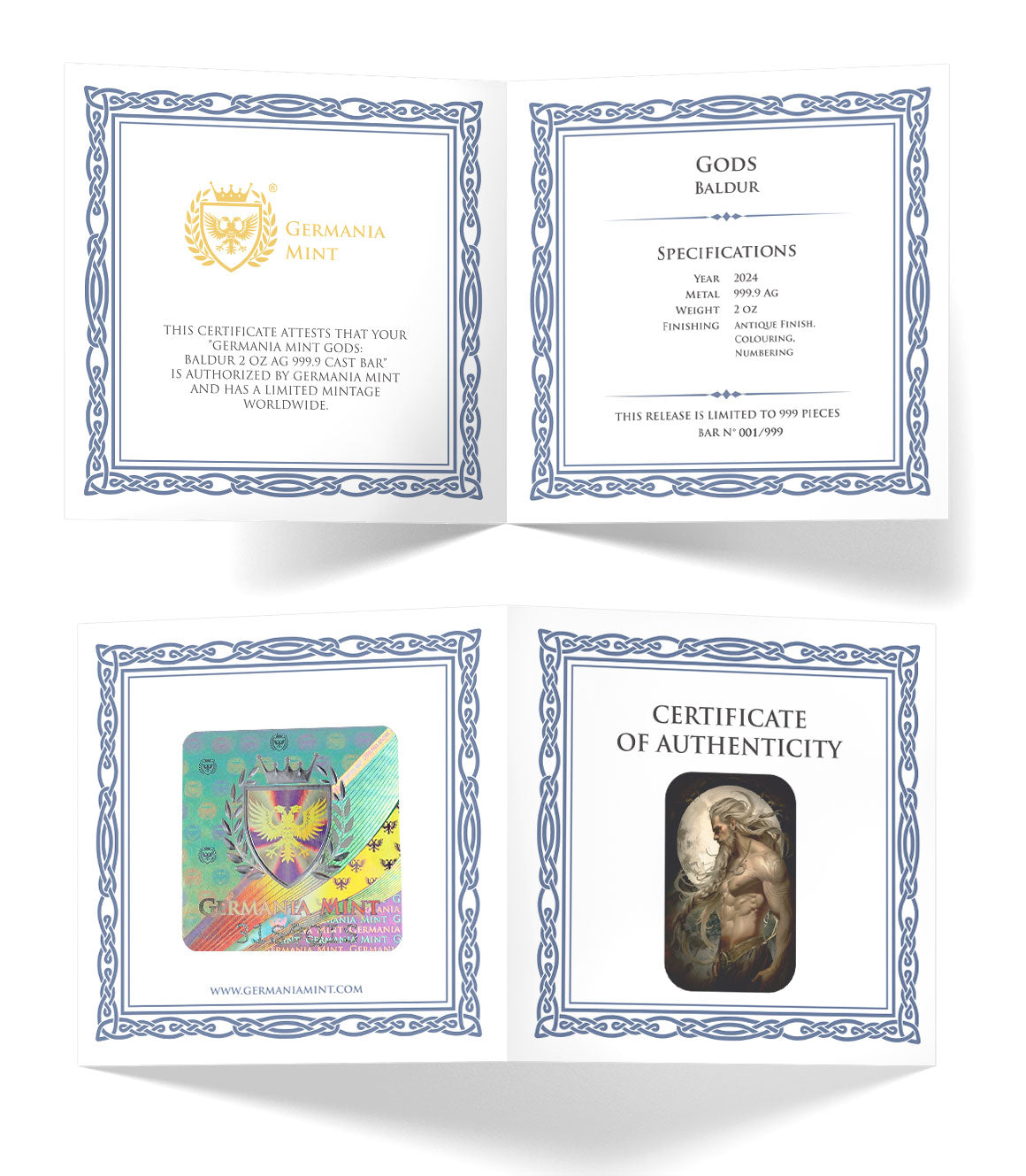 Germania Mint Gods - Baldur - 2 oz Silberbarren Gussbarren