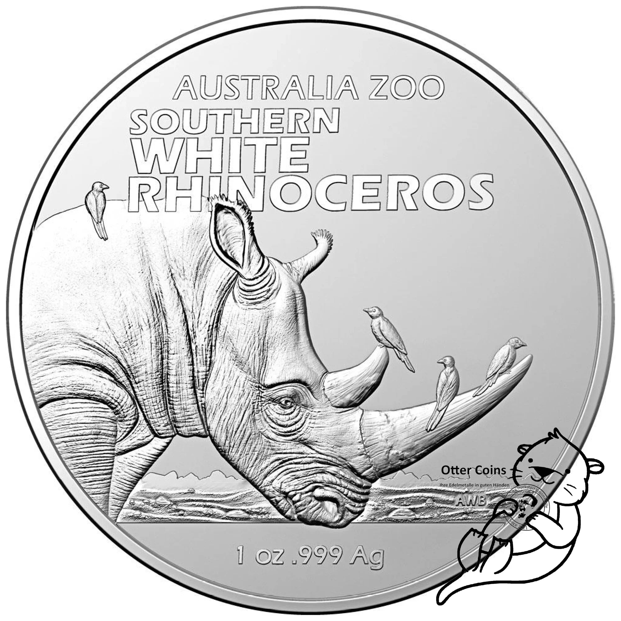 Otter Coins by Huckstorf Edelmetalle Australian Zoo White Rhino 2023