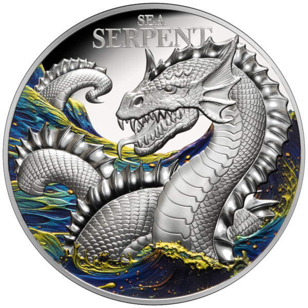 2024 1 oz Niue $1 Mythical Creatures Sea Serpent Silbermünze Color*