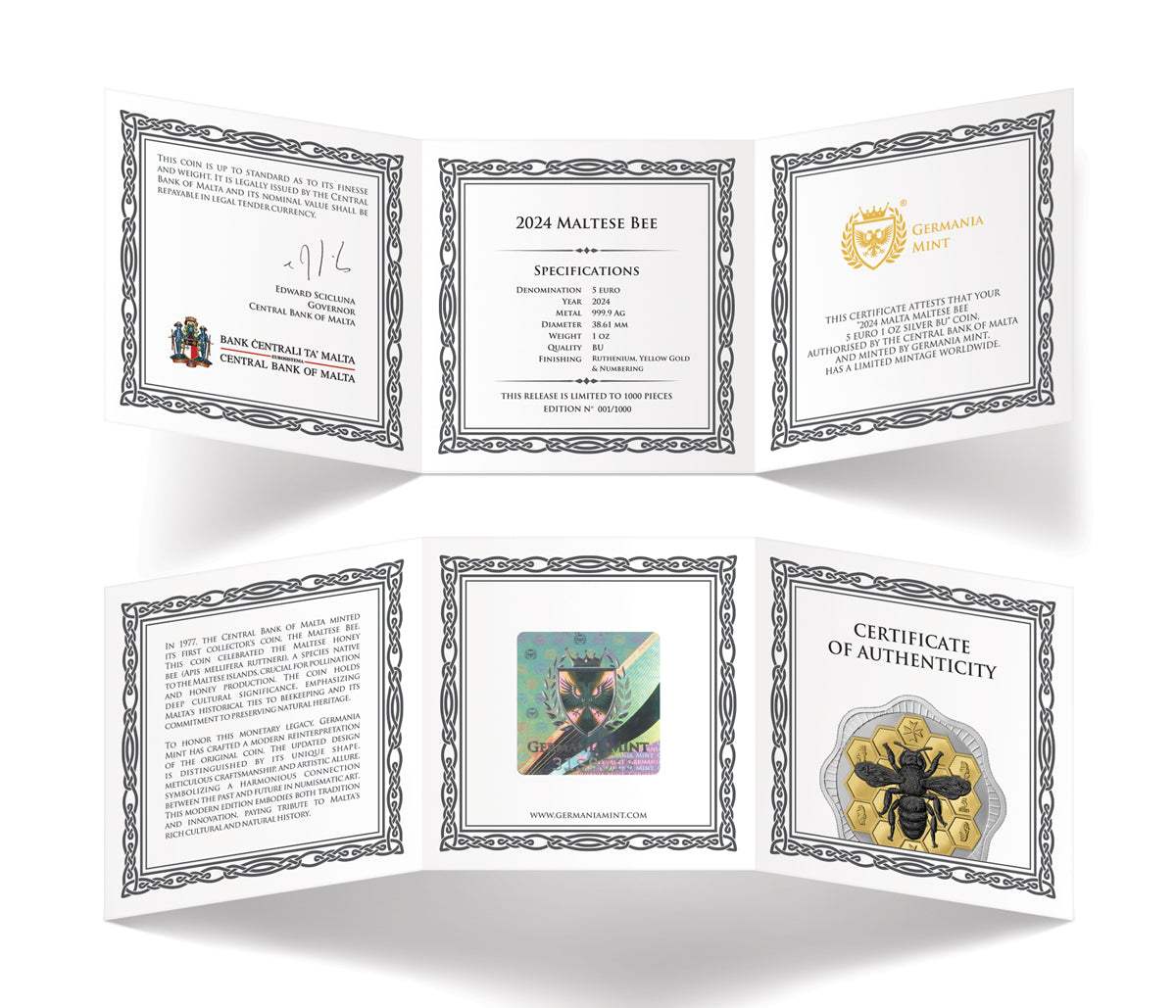 Malta Honigbiene - Maltese Bee - Germania Mint 1 oz Silbermünze Ruthenium Gelbgold