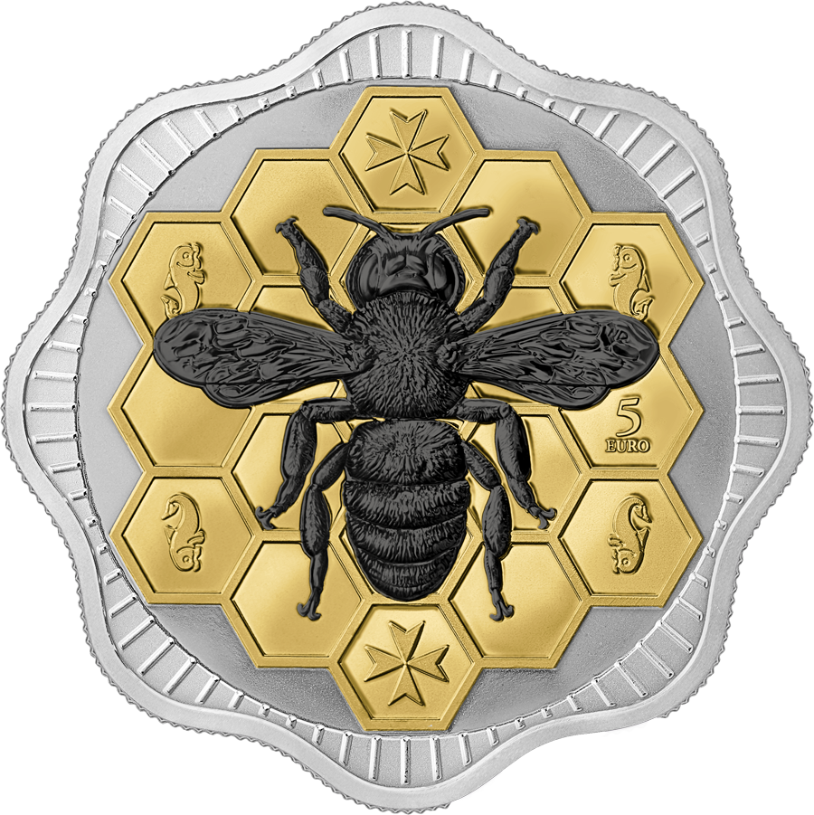 Malta Honigbiene - Maltese Bee - Germania Mint 1 oz Silbermünze Ruthenium Gelbgold