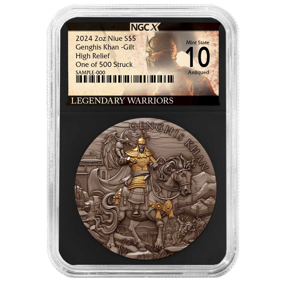 MS 10 USA - Legendary Warriors - Genghis Khan Ag999 2 Oz HR
