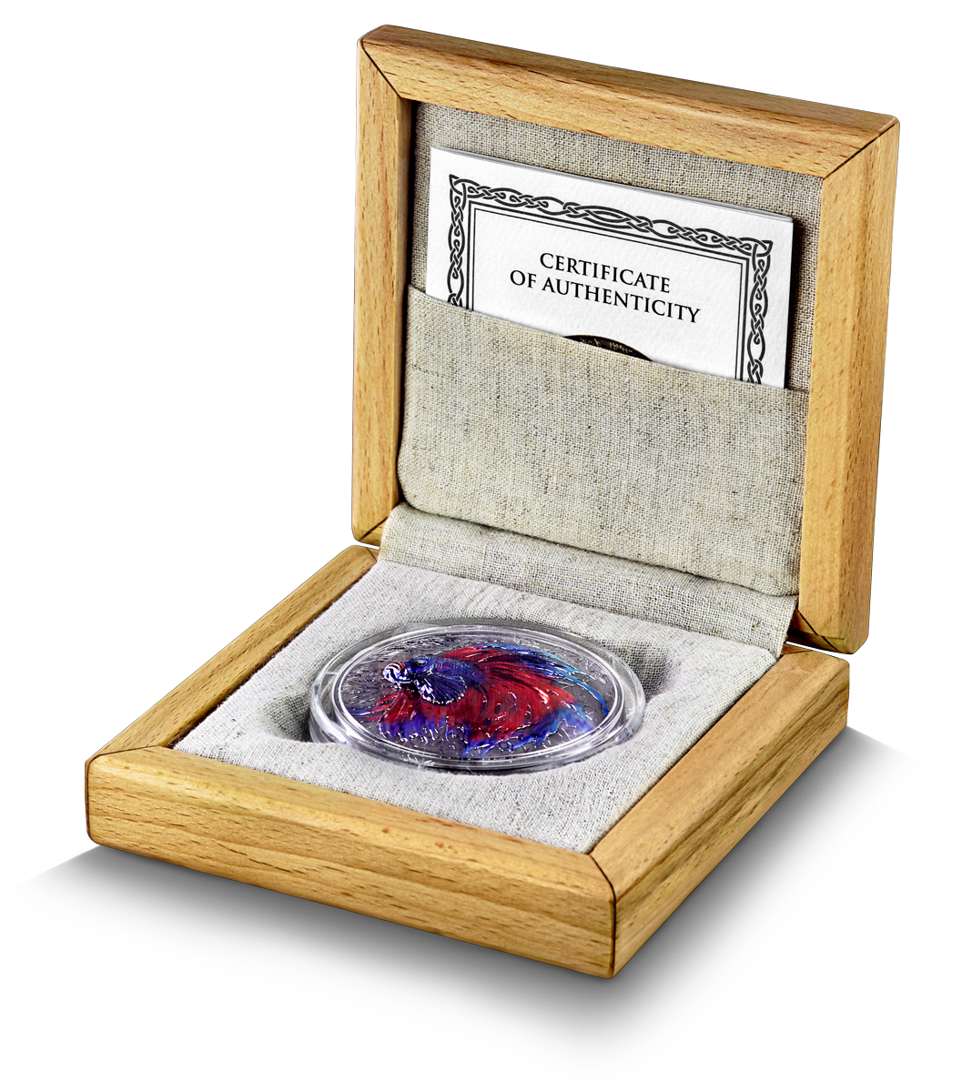 BETTA FISH - #2. - Representatives of the Specie - Germania Mint 1 oz Silbermünze Ruthenium High Relief