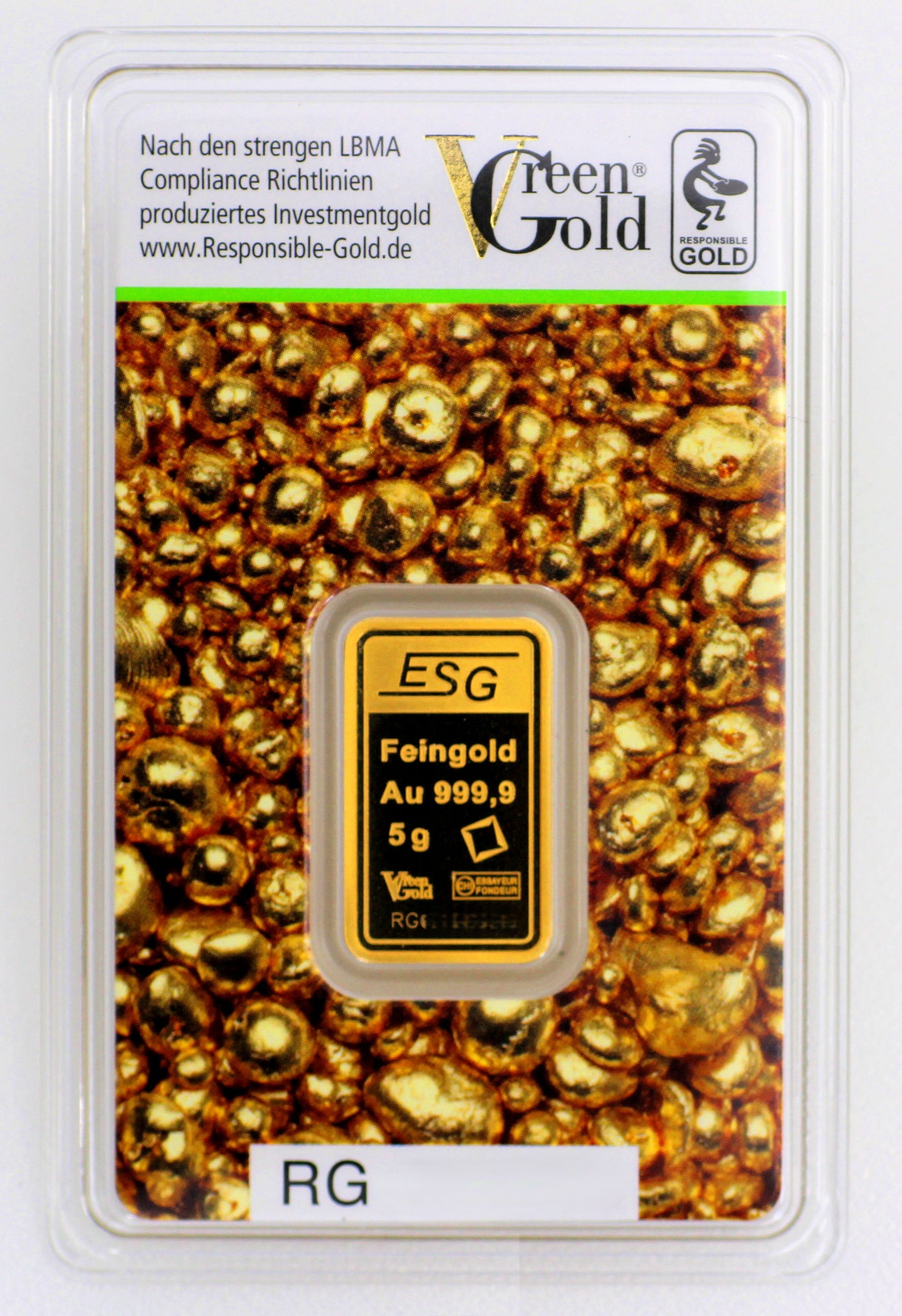 Goldbarren 5 Gramm Valcambi Auropelli 999 im Blister mit Zertifkat Responsible-Gold**