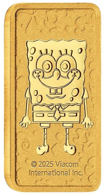 Spongebob Schwammkopf 2025, 1 g Goldbarren in Blister mit CoA**