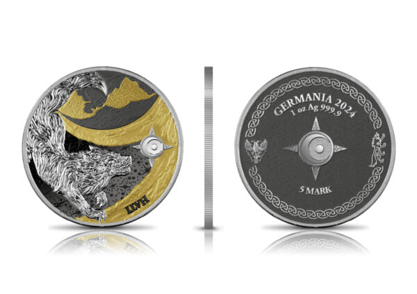 Silbermünze Ragnarök Sköll & Hati 2x1oz 2024 BU Germania Mint