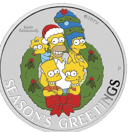 The Simpsons Season´s Greetings 1 Oz Silbermünze Color 2022*