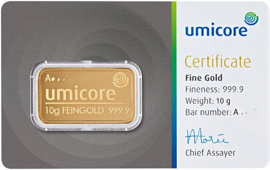 Goldbarren 10 Gramm Umicore Goldbarren 999.9 Gold**