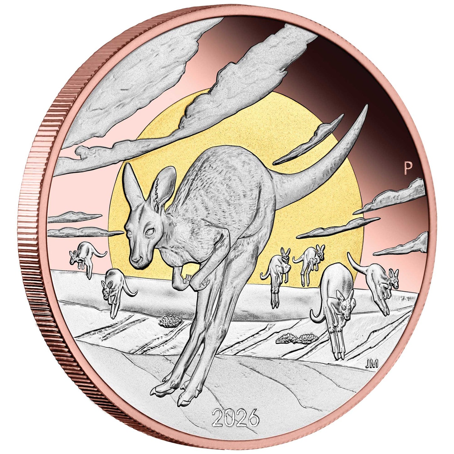 Wonders of Australia - The Outback Kangaroo 2026 - 5 oz Silbermünze Gelbgold & Roségold PP