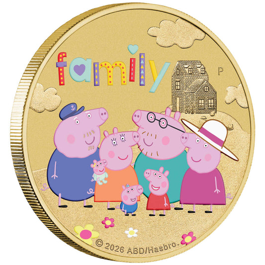 Peppa Pig - Peppa Wutz - Family 2026 Farbe Sammelmünze im Blister