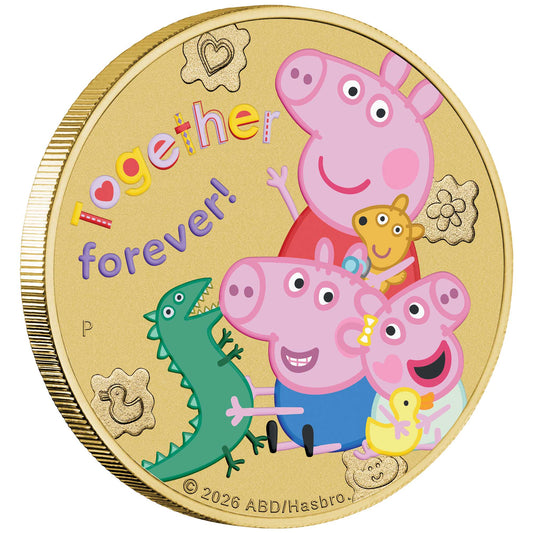 Peppa Pig - Peppa Wutz - Together Forever - Für immer zusammen 2026 Farbe Sammelmünze im Blister