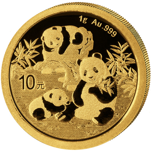 China Panda, 1 Gramm Goldmünze, 2025, 10 Yuan**