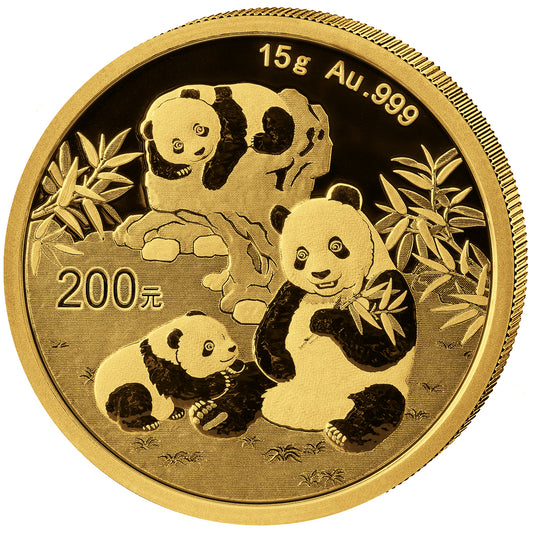 China Panda, 15 Gramm Goldmünze, 2025, 200 Yuan**
