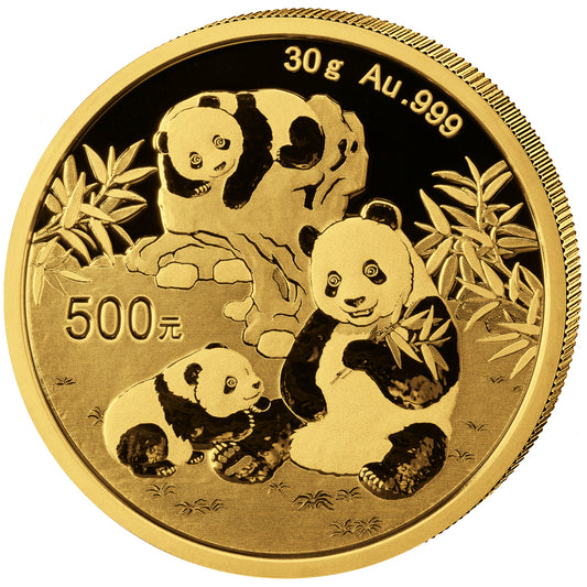 China Panda, 30 Gramm Goldmünze, 2025, 500 Yuan**