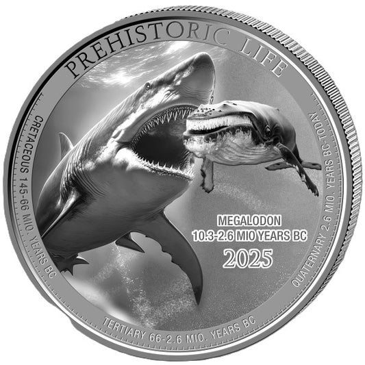 Prehistoric Life II - Megalodon 2025  – 1 oz Silbermünze BU